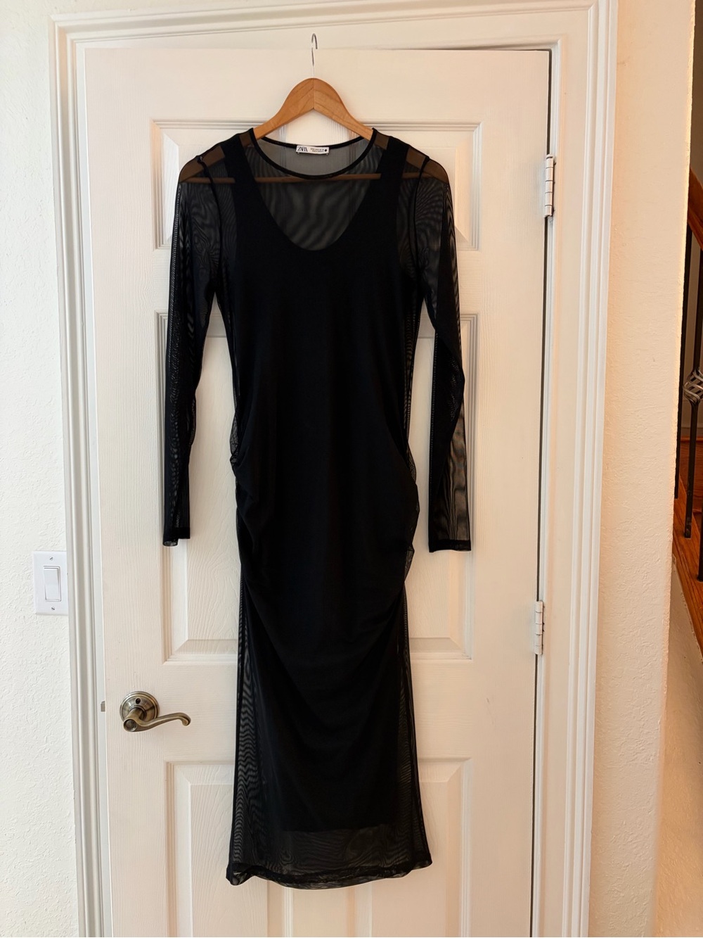 New Zara long black bodycon dress long sleeves